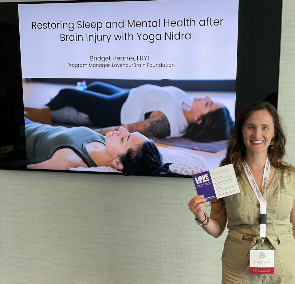 Program director for LoveYourBrain Foundation Bridget Hearne says yoga nidra can help brain injury survivors by improving sleep and relieving headaches, anxiety and depression. Courtesy of LoveYourBrain Foundation